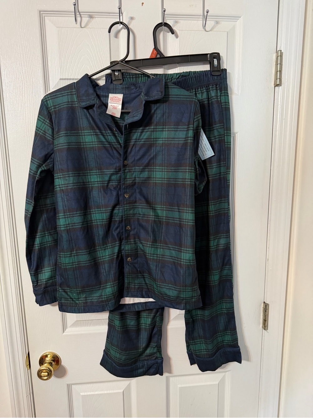 Wondershop Navy & Green Plaid Kids Button-Up Pajama Set